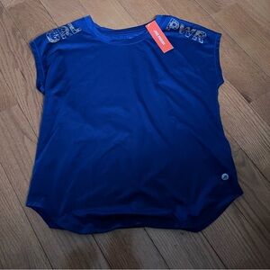 NWT Joe Fresh Girls Kids Girl Power Coral Logo Active Tee Shirt Medium 7/8